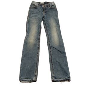 Wrangler Willow Jeans Size 3x34 Bootcut Distressed Hem Medium Wash Stretch Denim